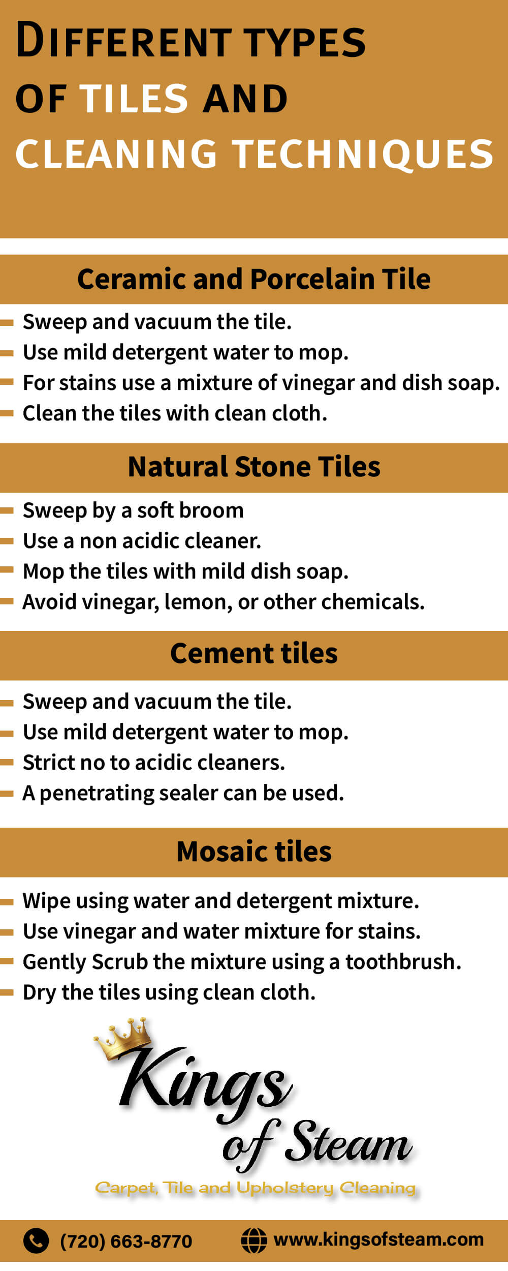 Different types of tiles and cleaning their techniques
